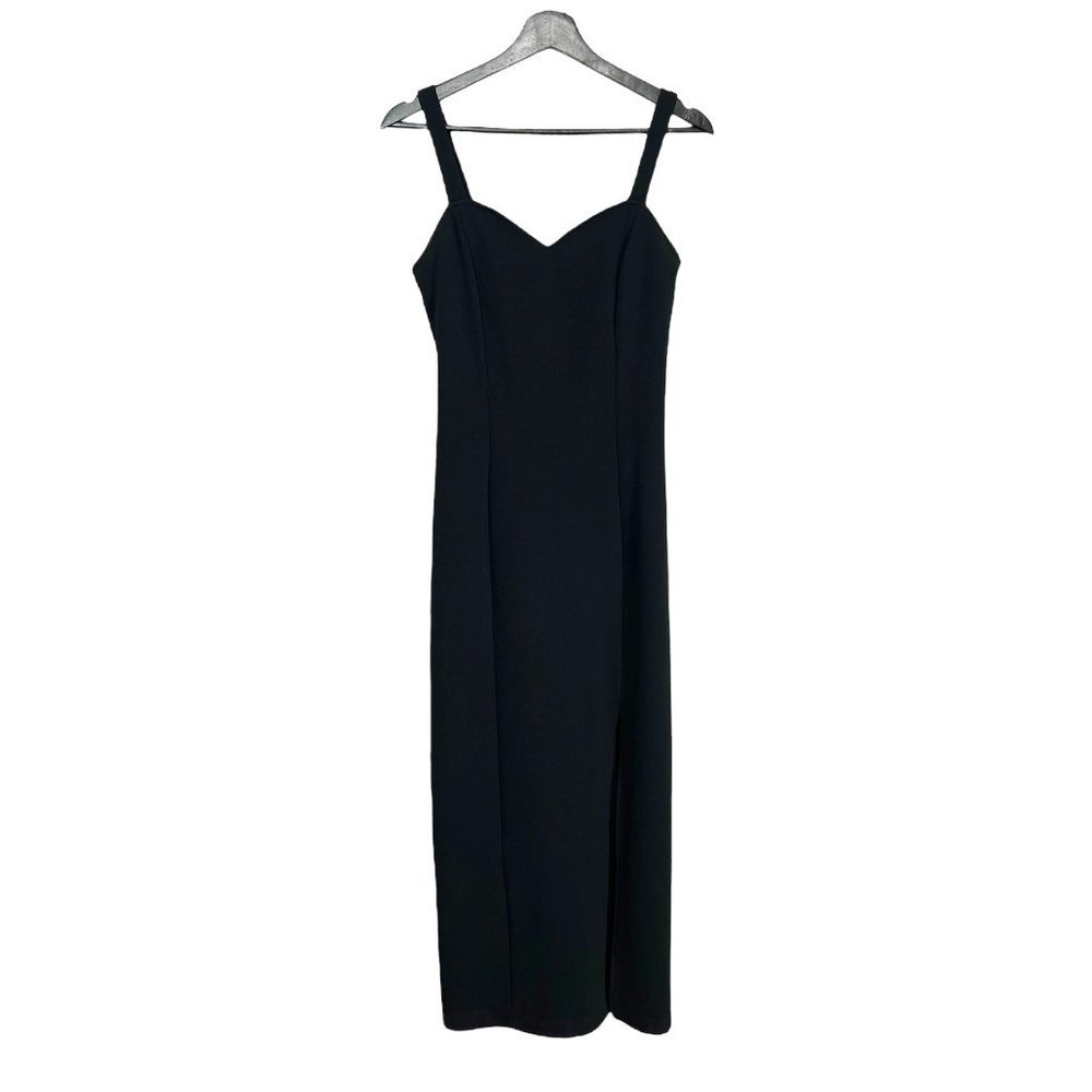 Vintage 90s Black Sleeveless Tapered Full Length Formal Dress 10